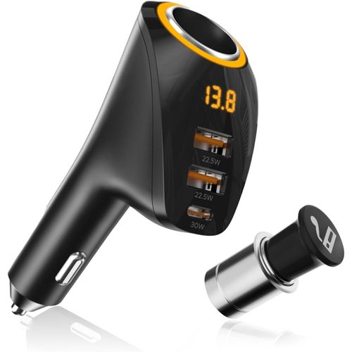 Eryi-4in1 175w Multi Prise Allume Cigare Usb C Chargeur Voiture,Prise Usb C+Double Prise Usb Et Prise Allume Cigare 12v 24v,Peut [2835]