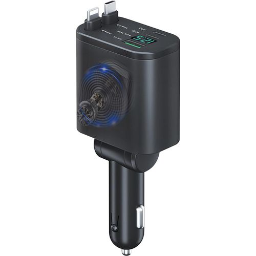 Eryi-Retractable Chargeur Voiture 5 En 1, Charger Téléphone Rapide 66w Pour Iphone, Allume Cigare Usb C Avec Voltmètre Led, Voyag[3697]
