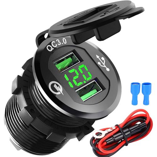 Eryi-Prise De Voiture Usb Quick Charge 3.0 Dual Chargeur De Voiture 12 V/24 V 36 W Chargeur De Voiture Usb Qc 3.0 Étanche Adaptat[4176]