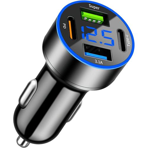 Eryi-Allume Cigare Usb C 4 Ports, Chargeur Allume Cigare Usb, Adaptateur Usb Voiture Avec Voltmètre Led, Double Pd30w+Qc3.0 Pour [4427]