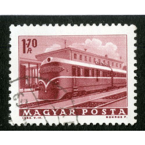 Timbre Oblitéré Magyar Posta, Train, 1963, 1.70 Ft