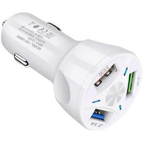Eryi-Chargeur Voiture Portable 3 Ports Usb Chargeur Rapide Qc 3.0 (Blanc)[2428]
