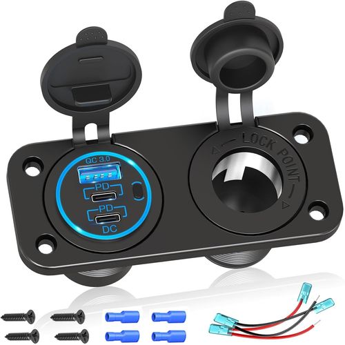 Eryi-(3-Usb) Pd Usb C Prise 12v Allume Cigare 300w: Panneau Prise Chargeur De Voiture 12 Volt Adaptateur Usb Qc3.0 Allume Cigare[3755]