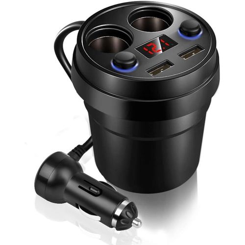 Eryi-2 Allume-Cigare De Voiture, Chargeur De Porte-Gobelet Double Chargeur De Voiture Usb 12v-24v 120w 3.1a, Avec Affichage De La[4465]