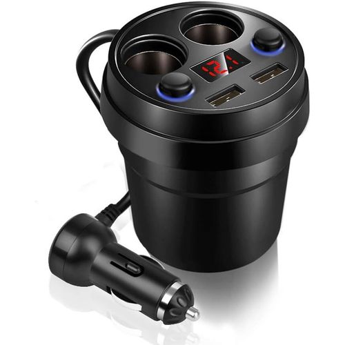 Eryi-2 Allume-Cigare De Voiture, Chargeur De Porte-Gobelet Double Chargeur De Voiture Usb 12v-24v 120w 3.1a, Avec Affichage De La[4465]