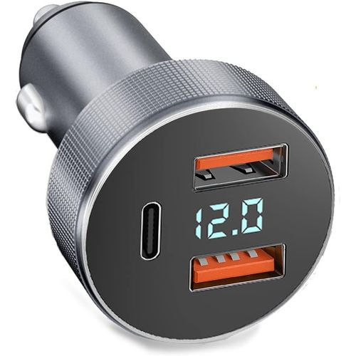 Eryi-72w Chargeur Voiture Allume Cigare Usb, Adaptateur De Charge Rapide Métaux, Usb Dual 18w Qc 3.0 + 36w Pd, Chargeur De Voitur[2234]