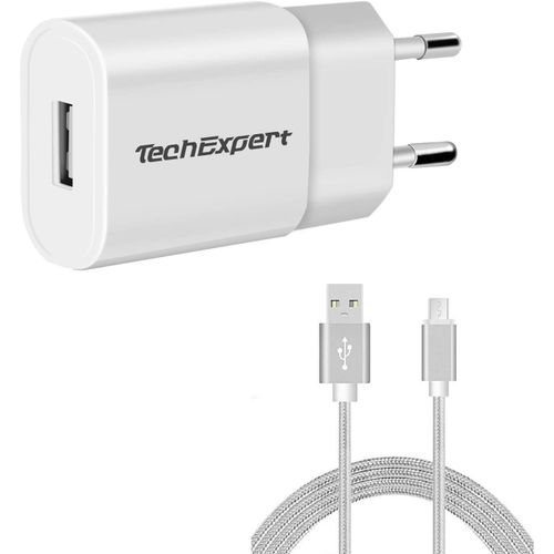 ERYI-Chargeur Secteur vers USB Blanc + Cable USB 1m pour liseuses et Smartphones avec Port Micro USB[2448]