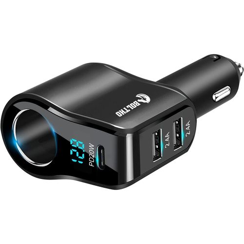 Eryi-Adaptateur Distributeur Allume-Cigare Usb Pd20w 120w, 4.8a Chargeur De Voiture Double Usb Avec Voltmètre Numérique Led, Ada[2679]