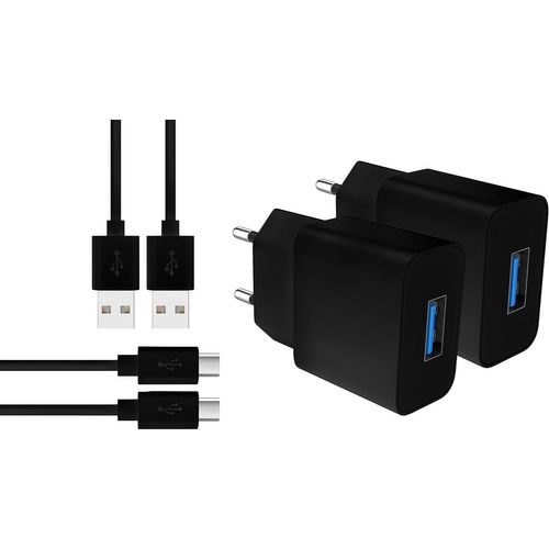Eryi-2x Chargeur Micro Usb 2a | 5v - Prise Secteur & Câble 1m Compatible Avec Android Samsung Galaxy A10 | J6 Plus, Huawei, Xiaom[4256]