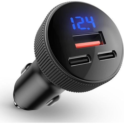 Eryi-108w Chargeur Voiture Usb C, [Double Pd + Qc3.0] Adaptateur De Charge Rapide Métaux, 3-Ports Chargeur Allume Cigare Usb C Av[2909]