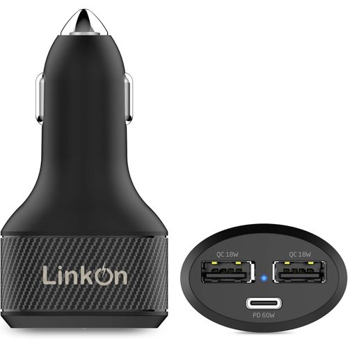 Eryi-84w Chargeur De Voiture En Usb-C Avec Ports 60w Pd3.0 Pps Et 18w Qc3.0 Compatible Avec Macbook Samsung Huawei Fcp Scp Apple [4263]