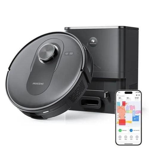 Proscenic Q8 Max- Aspirateur Robot Laveur 2 en 1 -6000pa - Station Auto-Vidage3L - 200 Min - Navigation LiDAR - Connecté Alexa, APP
