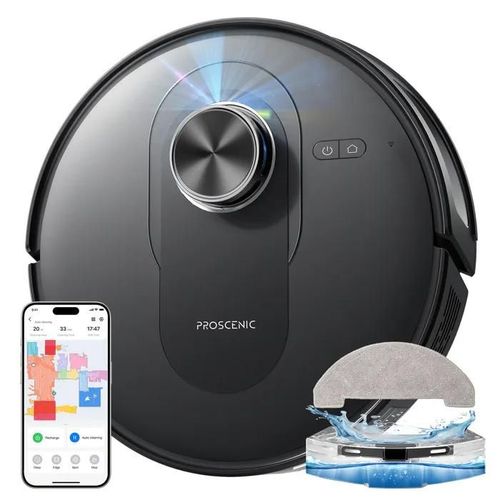 Proscenic Q8 - Aspirateur Robot Laveur 2 en 1 - 6000pa - Automnomie 200Min - Navigation LiDAR - Alexa, Google Home, Siri, IFTTT, APP