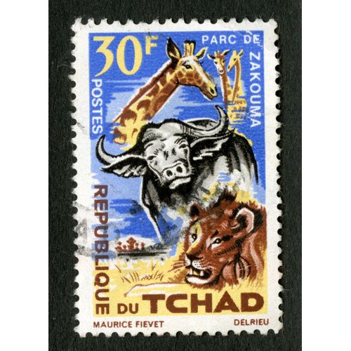 Timbre Oblitéré République Du Tchad, Parc De Zakouma, Postes 30 F