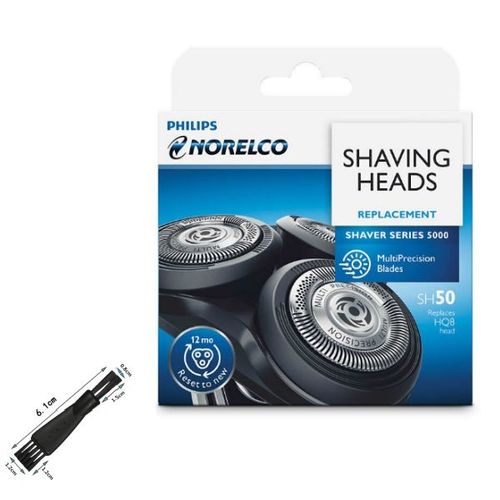 Têtes de rasage Philips Norelco SH50/52, compatibles avec les rasoirs Philips séries 5000 et 6000, performances puissantes, auto-affûtage, 3 pièces