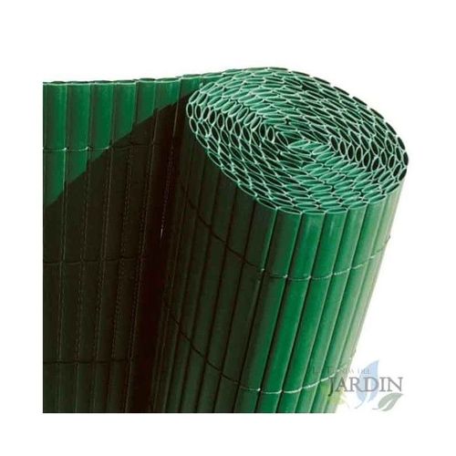 Canisse Synthétique Pvc Double 2 X 5 M Avec Cannes Entières Vert Forcé, Brise-Vue Pour Jardins, Balcons Et Clôtures