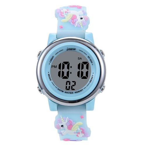 Montre Bracelet De Licorne 3d Numérique Dessin Animé Étanche Montre À 7 Couleurs Lumières Avec Alarme Chronomètre Cadeau Pour Noël Filles 3-10 Ans