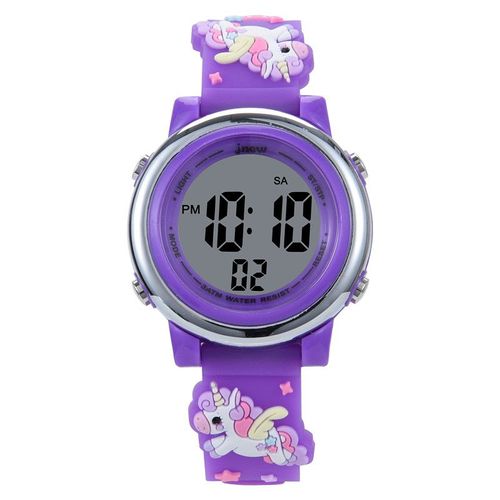 Montre Enfant Numérique Filles Garçons, 7 Couleurs Led Clignotant Étanche Sport En Plein Air Multifonctionnel Montres-Bracelet Avec Chronomètre/Alarme/12/24h
