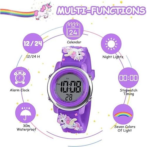 Montre Enfant Étanche Numérique Sport, Montre Conception De Dessin Animé 3d Digitale, Montre Enfant Led Rétro Eclairage Pour 3 À 11 Ans Fille Garçon