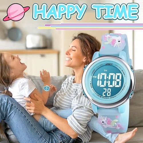 Montre Enfant Fille Pour 3-12 Ans, Étanche 3atm Avec Alarme/Date/Chronomètre/Led