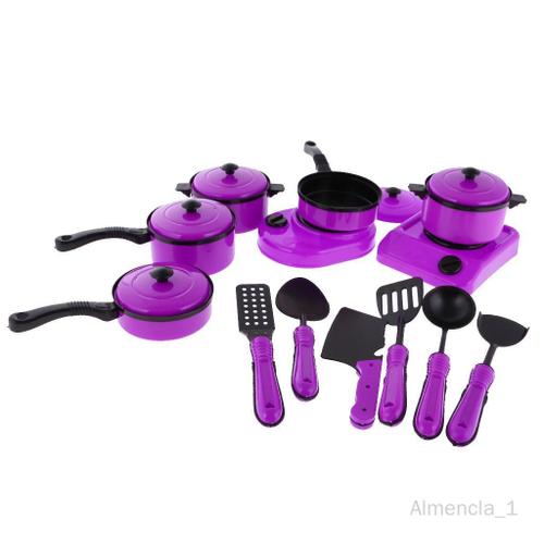 13 Pièces/Ensemble En Plastique Simulation Cuisine Batterie De Cuisine Jouets De Cuisine Violet