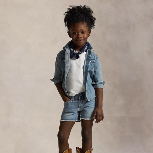 Short En Denim De Coton Effiloché