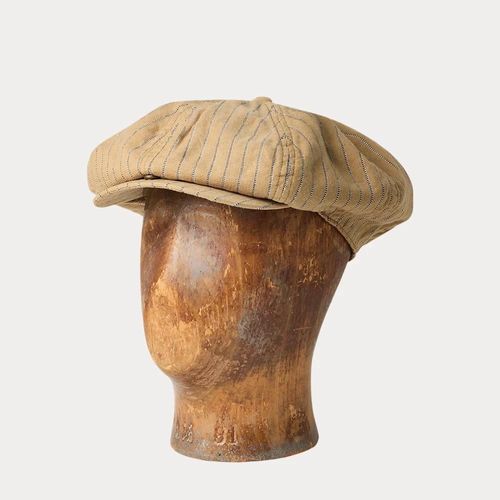Casquette Newsboy Rayée En Lin Et Coton