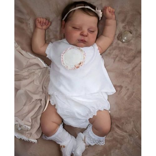 Poupée Fille Reborn Bébé Nouveau-né Vrai Poupée Endormie Réaliste 48cm