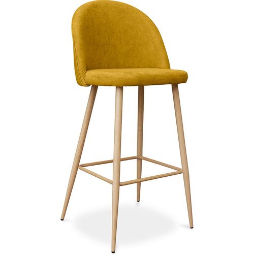 Tabouret Tapissé En Tissu - Design Scandinave - 73cm - Bennett Jaune
