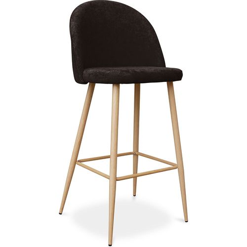 Tabouret Tapissé En Tissu - Design Scandinave - 73cm - Bennett Marron Foncé