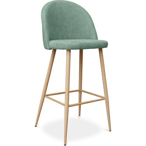 Tabouret Tapissé En Tissu - Design Scandinave - 73cm - Bennett Bleu Pastel