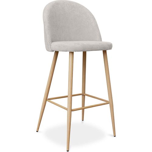 Tabouret Tapissé En Tissu - Design Scandinave - 73cm - Bennett Crème