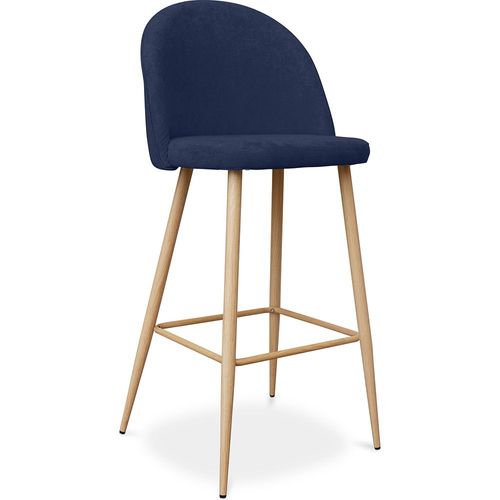 Tabouret Tapissé En Tissu - Design Scandinave - 73cm - Bennett Bleu Foncé
