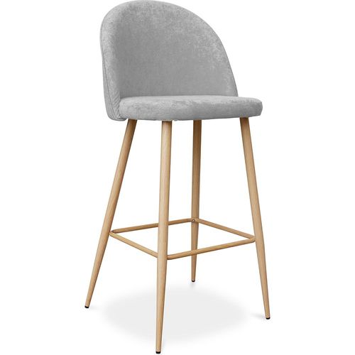 Tabouret Tapissé En Tissu - Design Scandinave - 73cm - Bennett Gris Clair