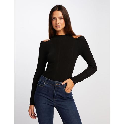 Pull Manches Longues Avec Ouvertures Noir Femme