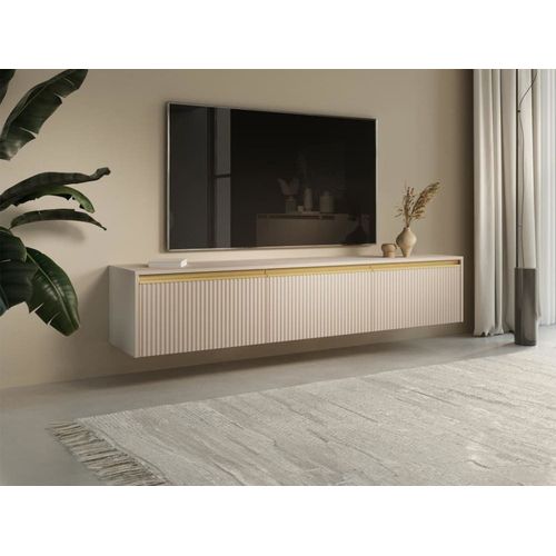Meuble Tv Suspendu Effet Bois Beige