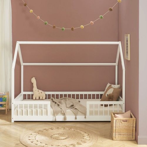 Lit Cabane En Bois 90x190cm - Blanc