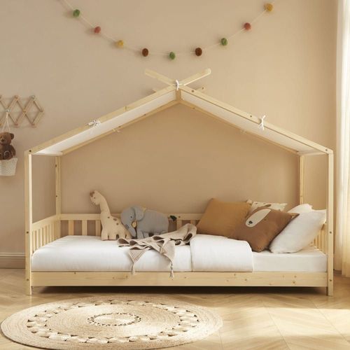 Lit Cabane Enfant En Bois 90x190cm - Bois Clair