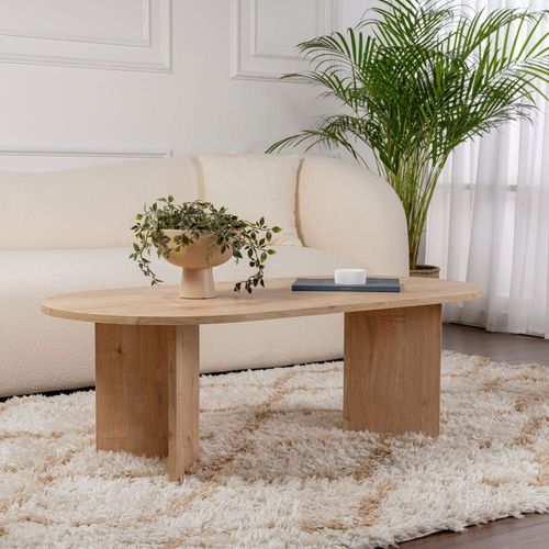 Table Basse Ovale En Bois 119x60cm - Bois Clair