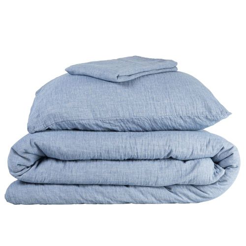 Parure De Lit En Coton Tissé Bleu Et Blanc 240x220