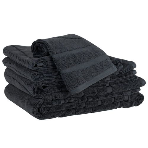 Serviette De Bain En Coton Biologique Gris Anthracite À Motifs 50x90