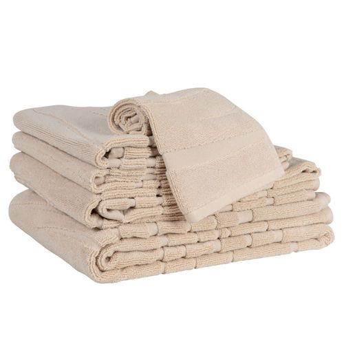 Serviette De Bain En Coton Biologique Beige À Motifs 70x140