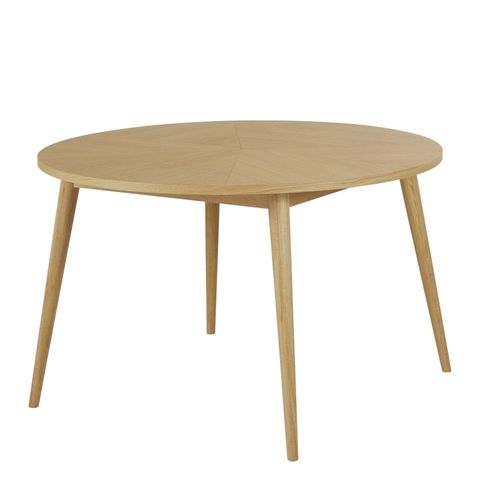 Table À Manger Ronde En Chêne Massif Et Placage Chêne 4/6 Personnes D120