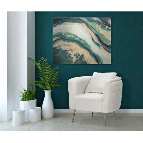 Fauteuil En Tissu Beige Avec Pieds Dorés 76x74x71 Cm