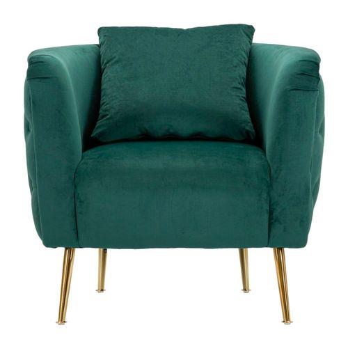 Fauteuil En Métal Et Tissu Doré Et Vert 76x74x73 Cm