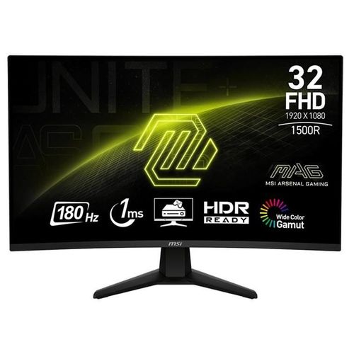 MSI MAG 32C6 - Écran LCD - jeux - incurvé - 32" (31.5" visualisable) - 1920 x 1080 Full HD (1080p) @ 180 Hz - Rapid VA - 250 cd/m² - 3000:1 - 1 ms - 2xHDMI, DisplayPort