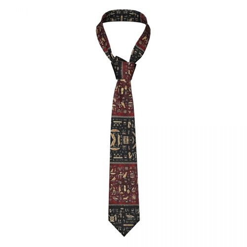Hiéroglyphes Égyptiens Cravate Hommes Polyester 8 Cm Classique Egypte Ancienne Cravates Pour Hommes Accessoires Mariage Affaires