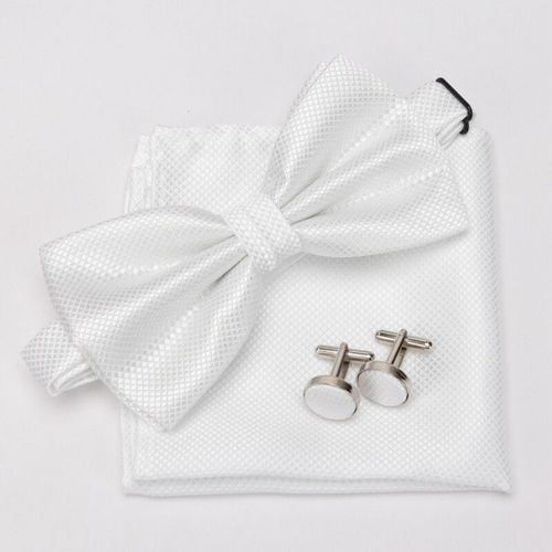 Lèvent De Manchette À Carreaux Classiques Pour Hommes,Ensemble De N?uds Papillon,Mouchoir,Boutons De Manchette Formels,Fête De Mariage,3 Pièces