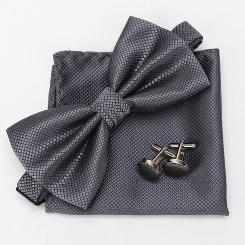 Lèvent De Manchette À Carreaux Classiques Pour Hommes,Ensemble De N?uds Papillon,Mouchoir,Boutons De Manchette Formels,Fête De Mariage,3 Pièces