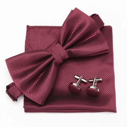 Lèvent De Manchette À Carreaux Classiques Pour Hommes,Ensemble De N?uds Papillon,Mouchoir,Boutons De Manchette Formels,Fête De Mariage,3 Pièces